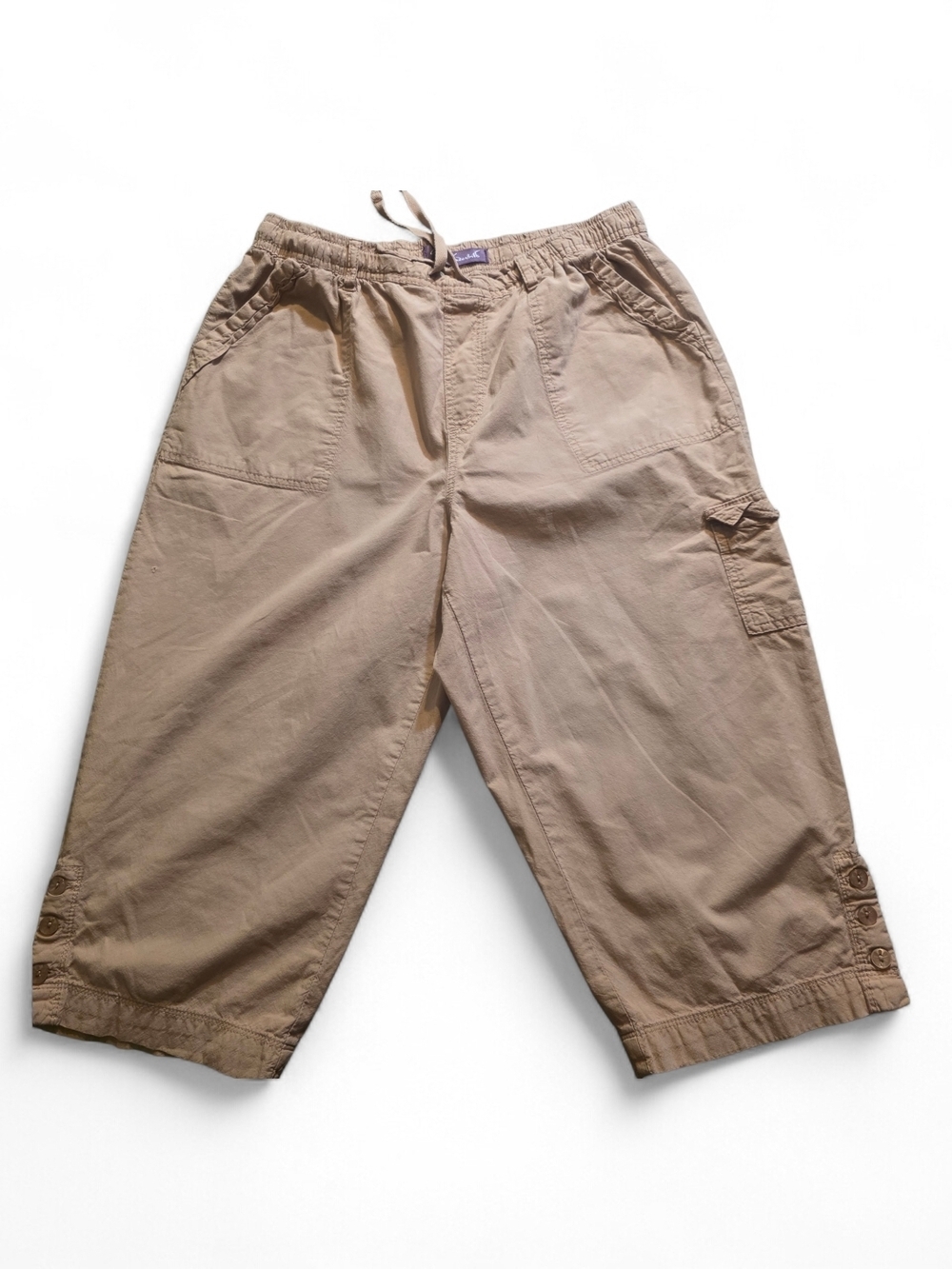Gloria Vanderbilt Tan Drawstring Cargo Capris